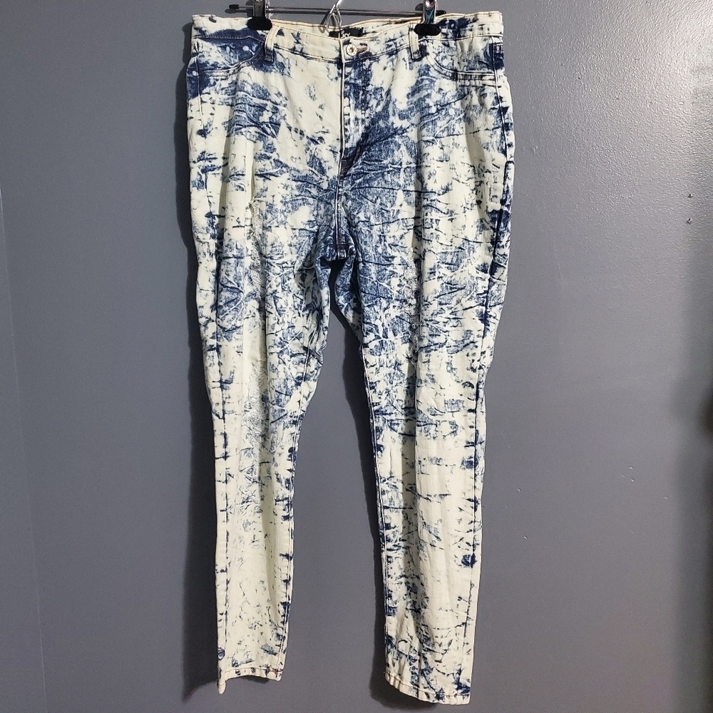Lucy Diamonds Womens Jean Jeggings Acid Wash Distressed Size 18